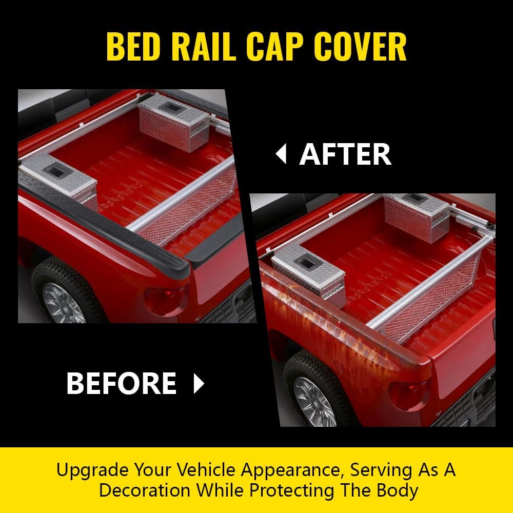 PIT66 Truck Bed Rail Cap Left & Right Sides Pair Compatible with Chevy Silverado 1999-2007 Fit Chevy GMC Sierra 1999-2007 Molding Rail Cover,2Pcs 6.5Ft Black