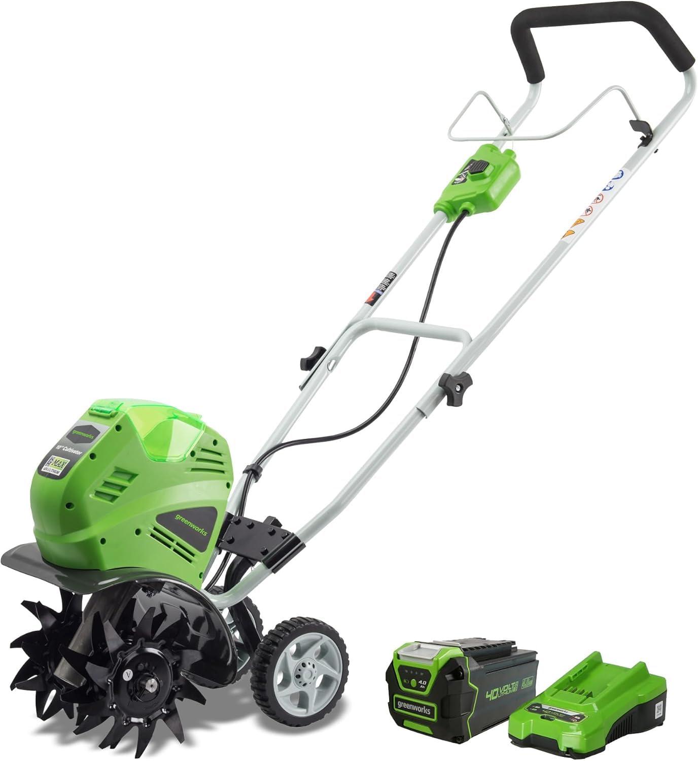 Satou_② Greenworks 10-Inch 40V Cordless Cultivator, 4.0 AH Battery