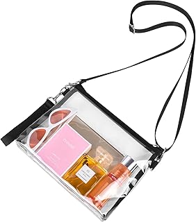 Clear Crossbody Purse Bag Stadium Approved Clear Tote Bag for Work Concert Sports (Black)