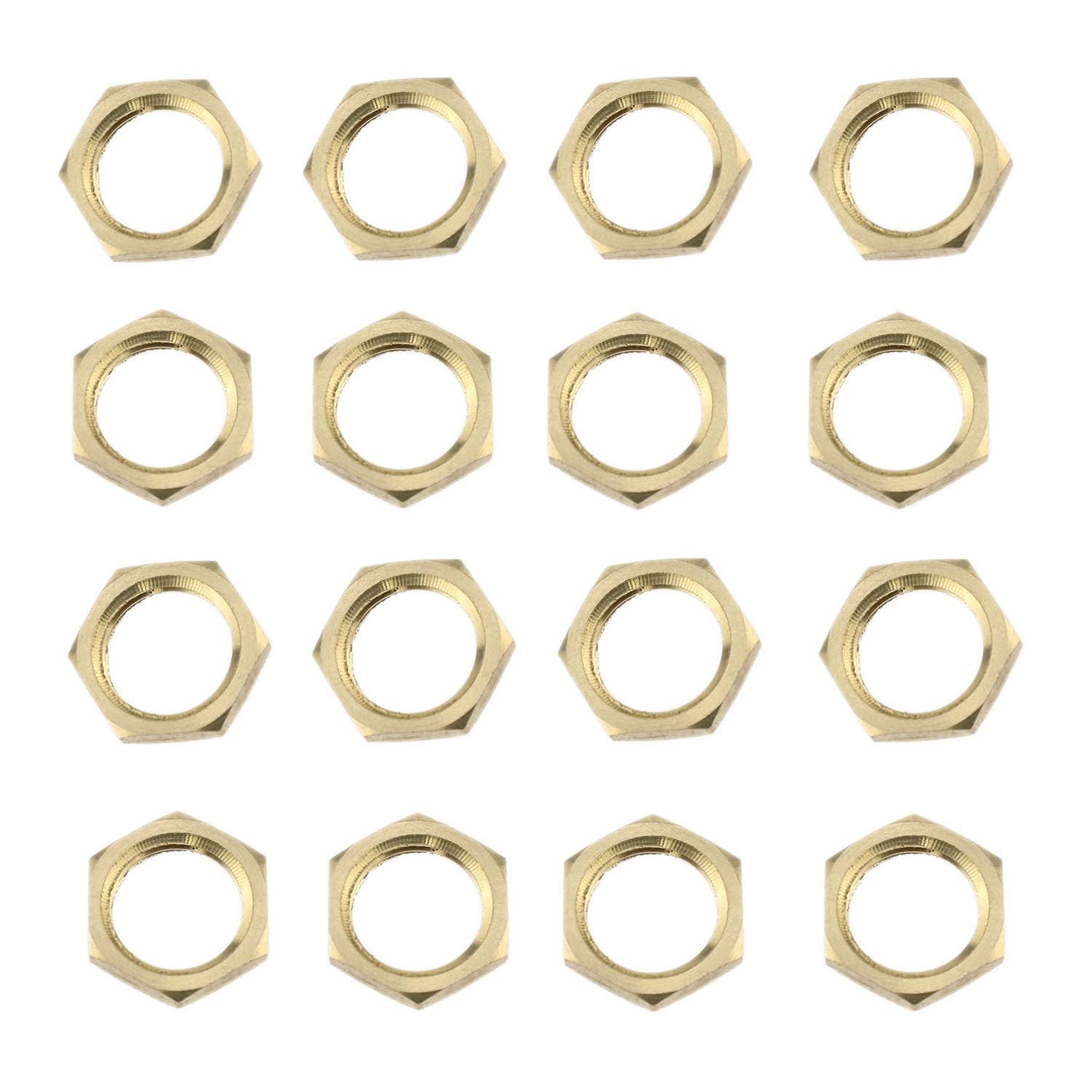Meuey Lyot 1/4 Inch Female Threaded Brass Pipe Fittings Hex Lock Nuts and Flange Lock Nuts-16PCS