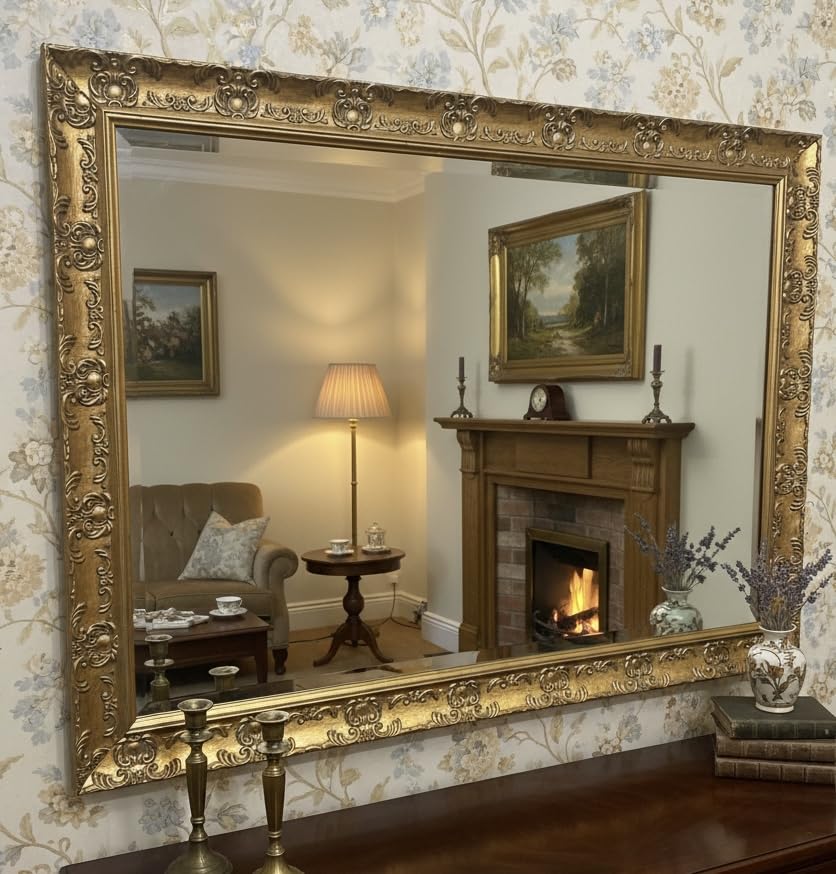 Large Antique Gold French Wall Mirror Framed Decorative Rococo Ornate Framed Opera Wall Mirror - Choice of Size - Fabulous Mirrors (101cm x 71cm)