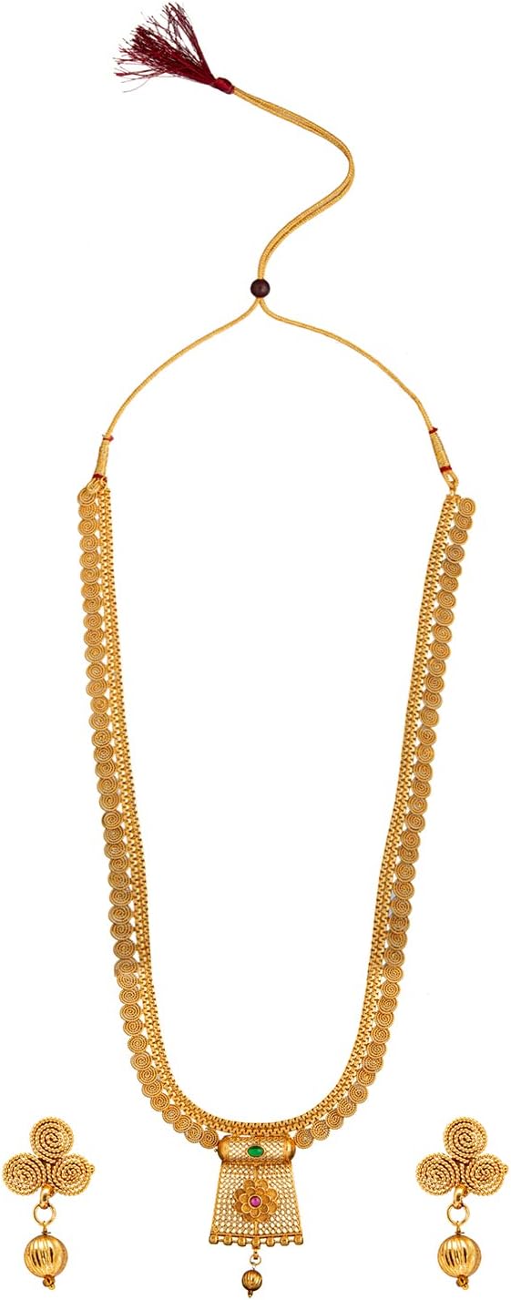 Bodha Traditional Indian Handcrafted Antique Gold Plated Jewellery Combo Bridal Dulhan Necklace Set With Matching Earring For Women (SJN_96)