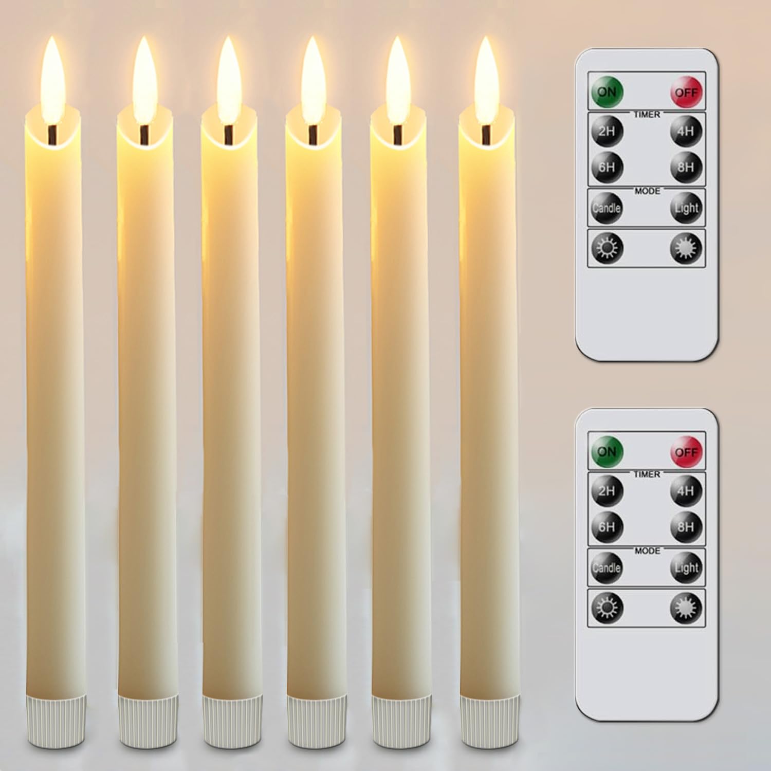 salipt Velas LED Largas Sin Llama, Velas a Pilas, Decorativas y Seguras para Fiesta, Navidad, Boda, Hogar e Iglesia, Lvory, Pack de 6