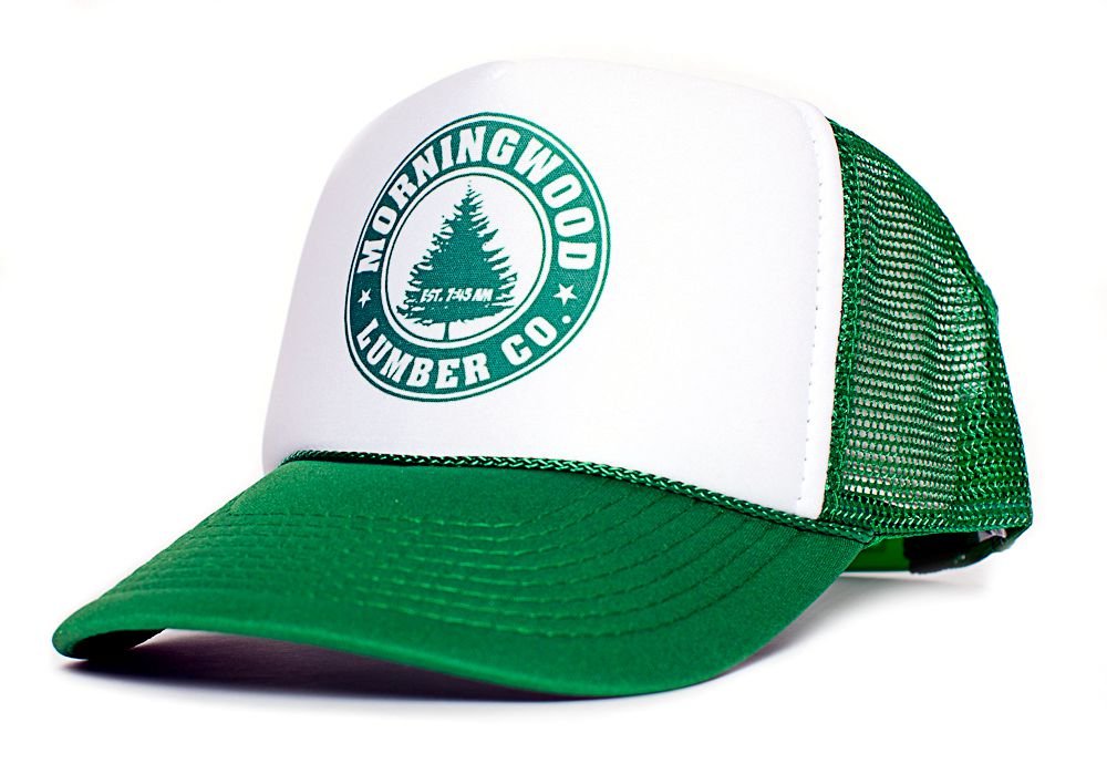 Morning Wood Lumber CoEstablished 7:45 AM Funny Unisex Adult One-Size Hat Cap Multi (White/Green)