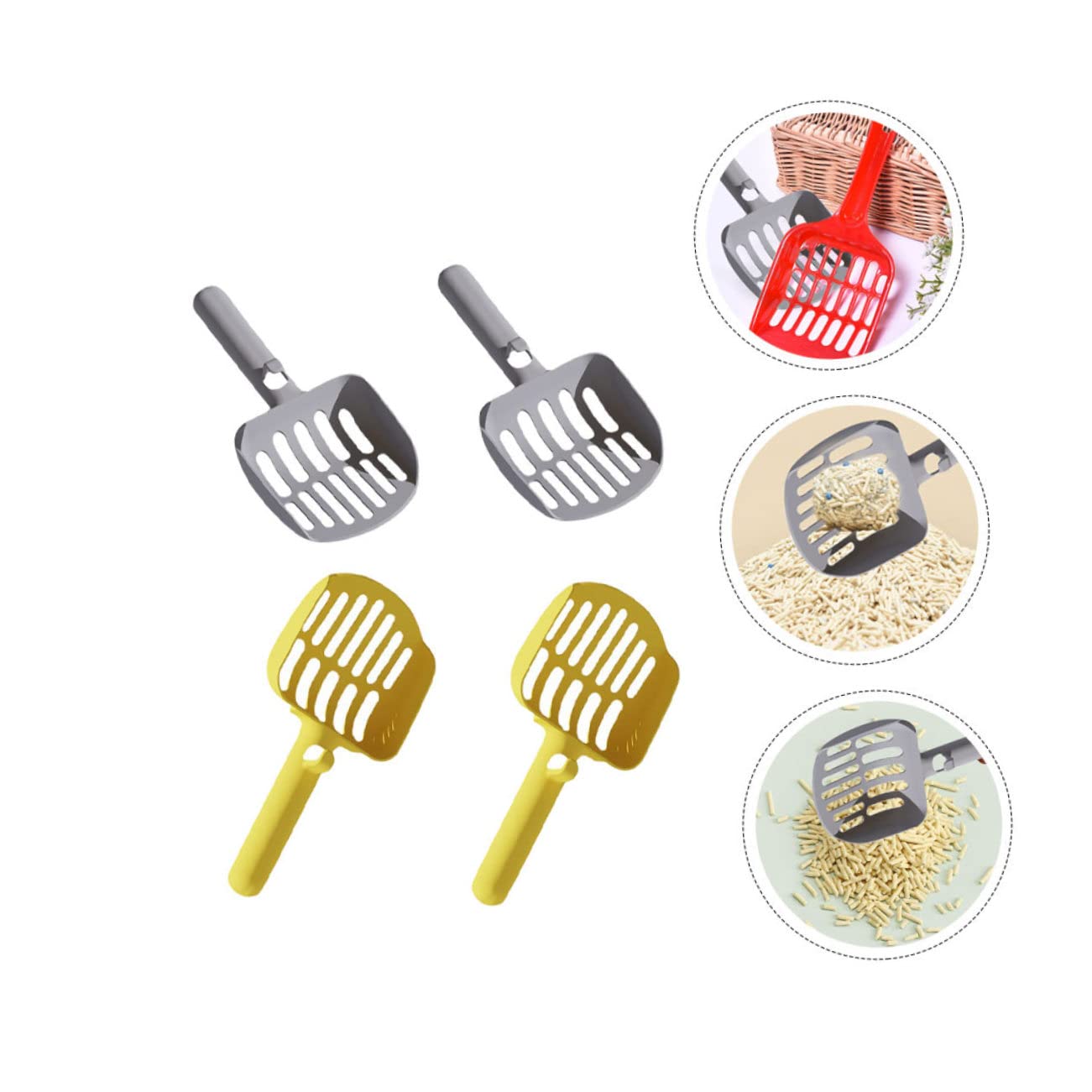 Pala para Arena de Gato, 4 Uds. Palas de Arena Antideslizantes, for Gatos Grande, portátil, Material Resistente for rascar