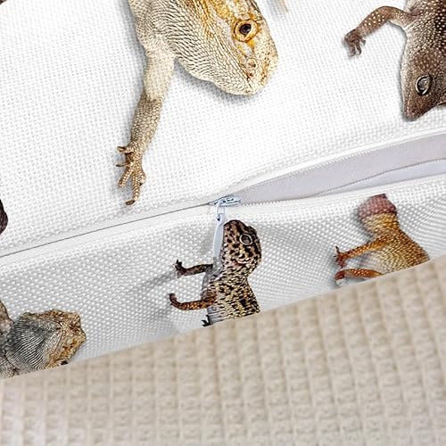 Reptile Throw Pillow Covers Soft Square 18"X18" Leopard Gecko Cushion Case Home Decor Set Of 2 Pillow Cases Primitive Wildlife Lizard Beige Pillowcases For Couch Sofa Living Room Bedroom Bed Chair #TOP4