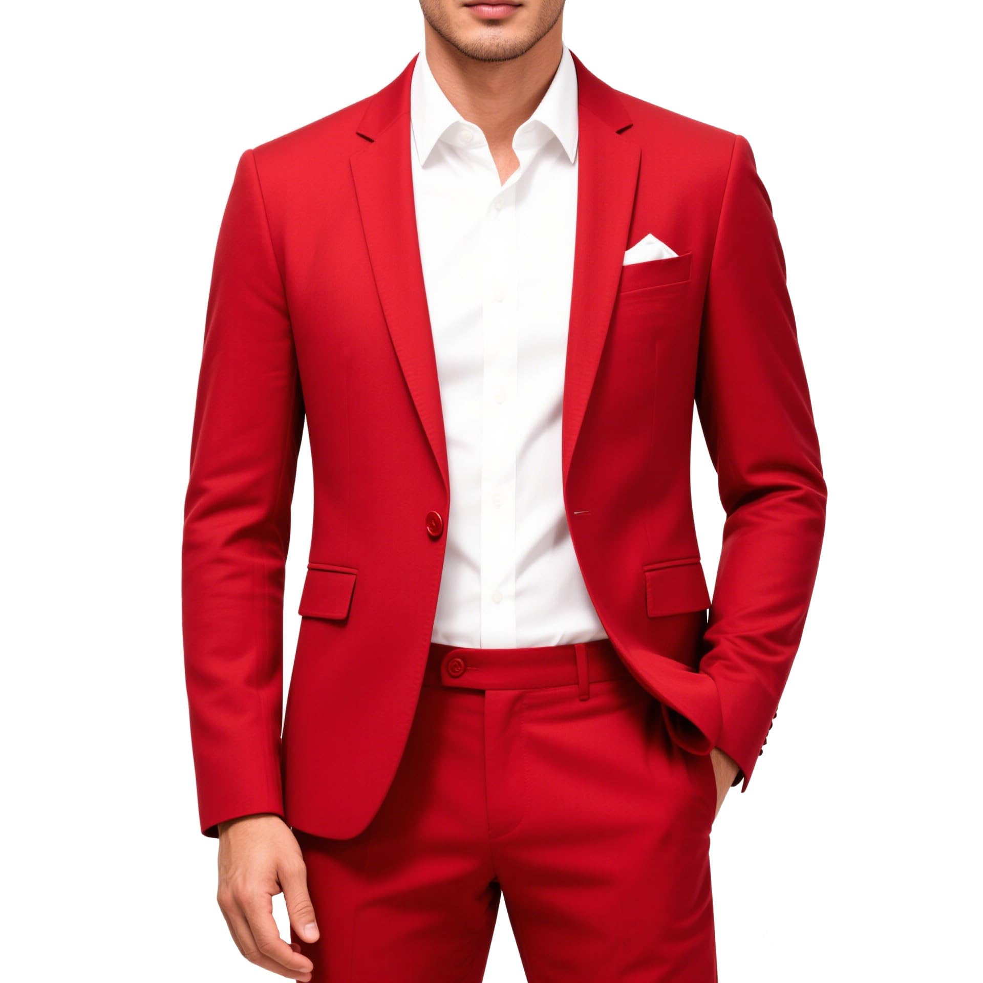 Mens Tuxedo Suit Slim Fit 2 Piece One Button Jacket and Pants Set for Wedding, Prom and Formal Events-image-16