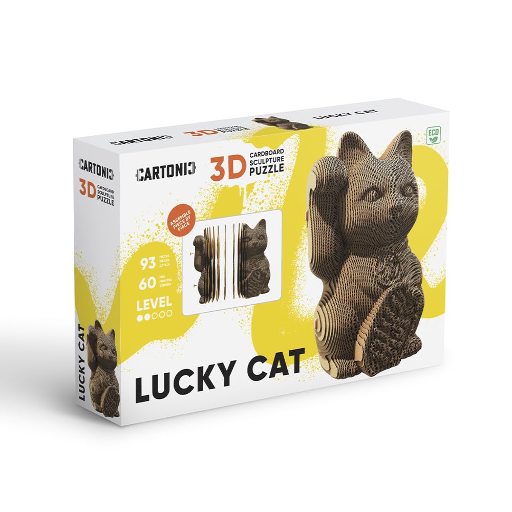 Gato de la Suerte Puzzle 3D de Cartón – Maqueta para Montar