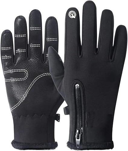 HALAHAI Riding Gloves Cycling Gloves Waterproof Fluff Warm Gloves Cold Weather Windproof Anti Slip Heated Glove Bike Gloves (Color  OneColor, Size