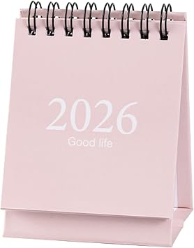 2026 Mini Desk Calendar Monthly Wirebound Simple Style Desktop Calendar 3.9" x 3" - Pink Jan. 2026 to Jul. 2027