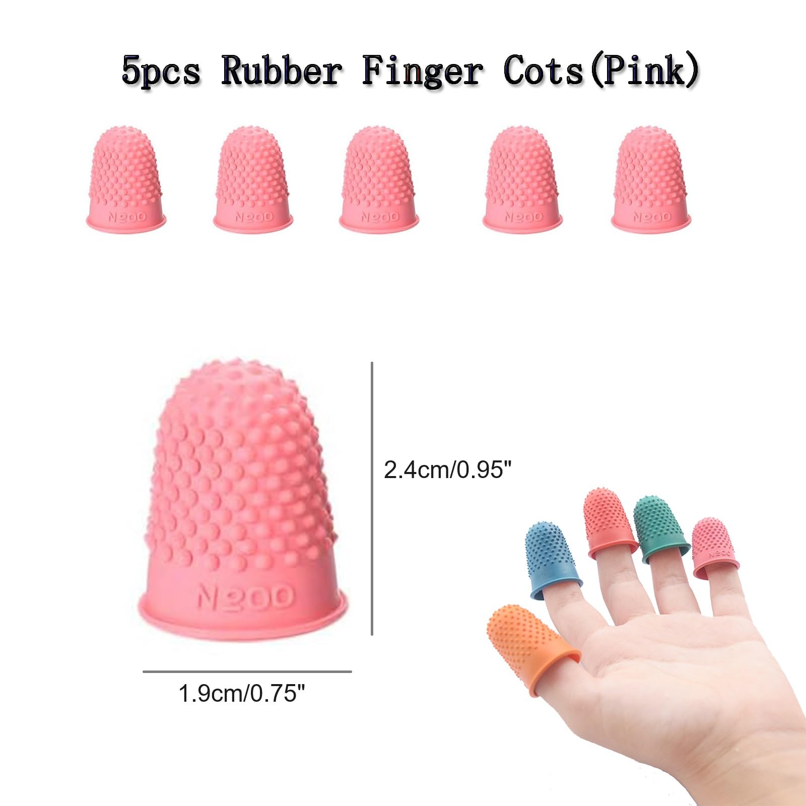 QLING Paquete de 5 dedales de goma, antideslizantes, flexibles, de goma, para contar notas, páginas giratorias, costura, contar, protector de punta de dedo, Rosa, Tamaño libre