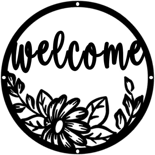 Letrero de metal con texto en inglés "Flowers Welcome Welcom", letrero de metal para interiores y exteriores, decoración para colgar en la pared,
