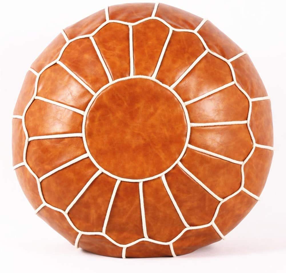 Pouf marocain vide marron clair pour ranger vos plaids encombrants