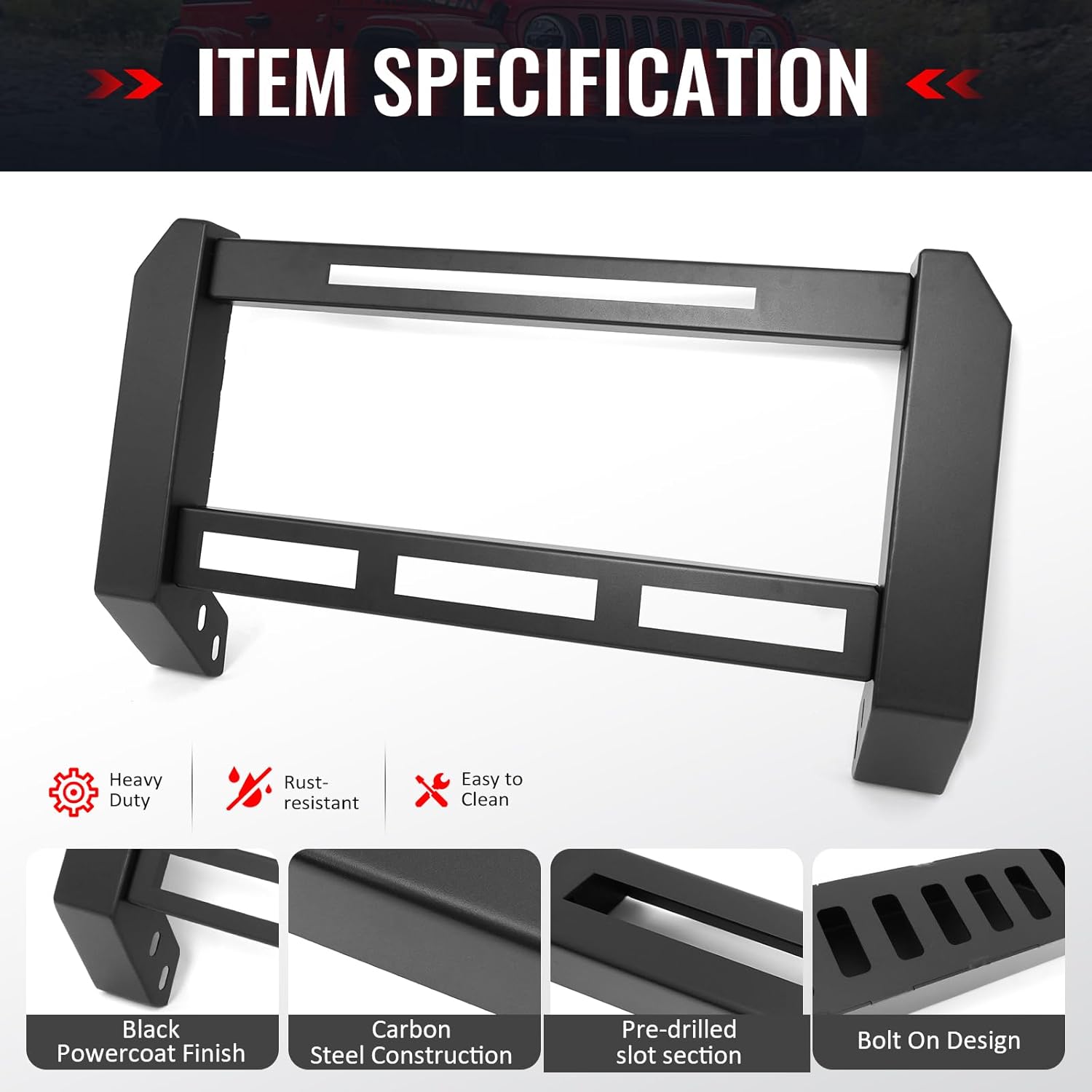 IKON MOTORSPORTS Bull Bar, Compatible with 2015-2022 Chevy Colorado & GMC Canyon, Black Steel Aluminum Front Bumper Brush Push Grille Guard W/License Plate Mounting Bracket, Exterior Accessories