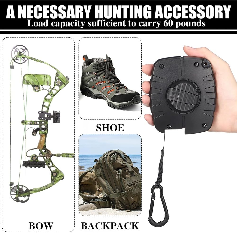Treestand - Polipasto retráctil de 29.5 pies para caza, accesorios de equipo de caza rápidos y fáciles, 2 unidades