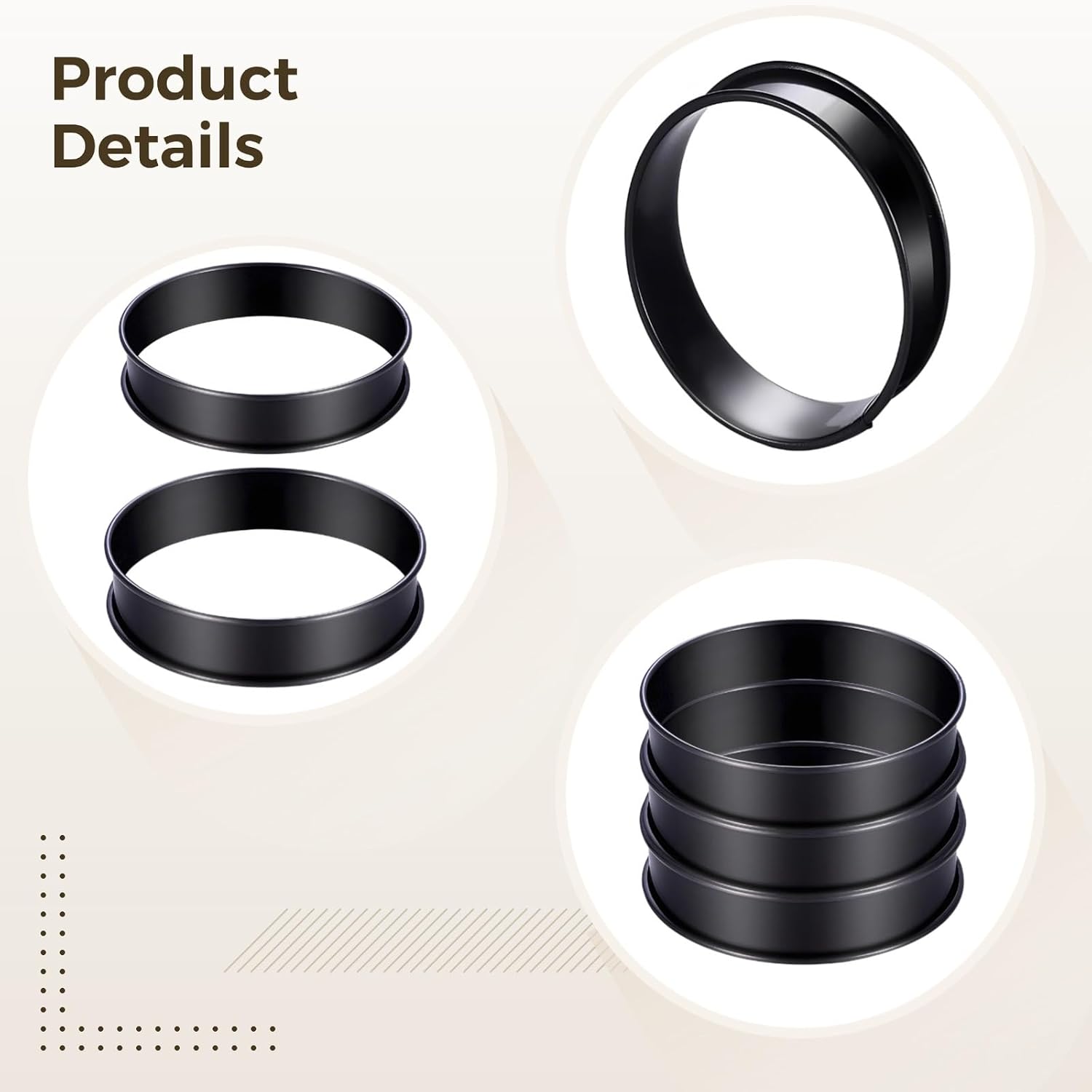 16-Piece Crumpet Rings, Stainless Steel, 4 & 3.4 Muffin Rings, Double-Edge, Non-Stick Molds for Baking Eggs and Muffins
