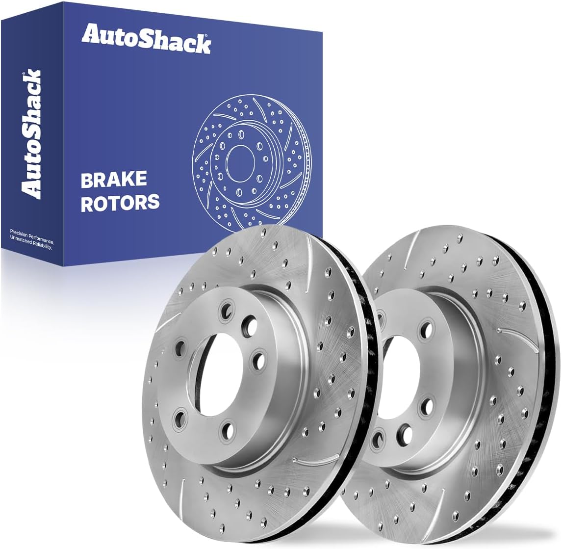 AutoShack Front Vented Drilled & Slotted Silver Zinc Coated Brake Rotors 2-PC Set Replacement for 2004-2018 Volkswagen Touareg 2008-2010 Porsche Cayenne SilverShield Pro 12.98" (329.7 mm)