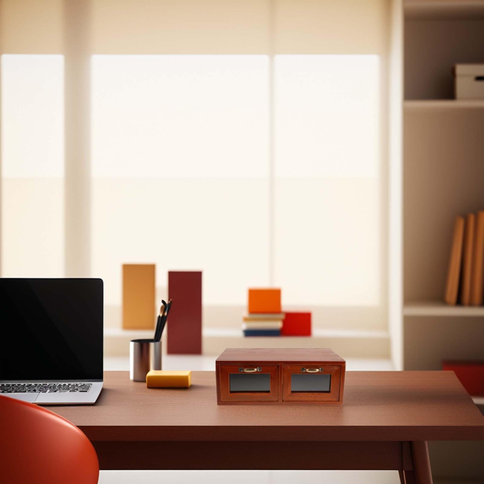 BESPORTBLE Soporte para Monitor de Escritorio de Madera con Organizador Acrílico y Cajones, Diseño Elegante para Oficina, Ángulo Cómodo y Almacenamiento