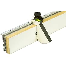 Woodhaven 4516 3" Curved Flip Stop | Auto-lifts for stock up to 7/8" thick. Left or right mount. Cursor for ruler bar use. Made in USA.
