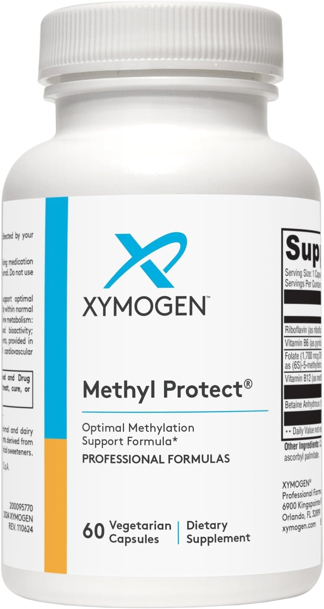 XYMOGEN Methyl Protect - 3,400 mcg 5-MTHF (5-Methyltetrahydrofolate) - Cardiovascular & Neurological Support - Activated Vitamin B Supplement - Vegetarian & Gluten-Free - 60 Capsules