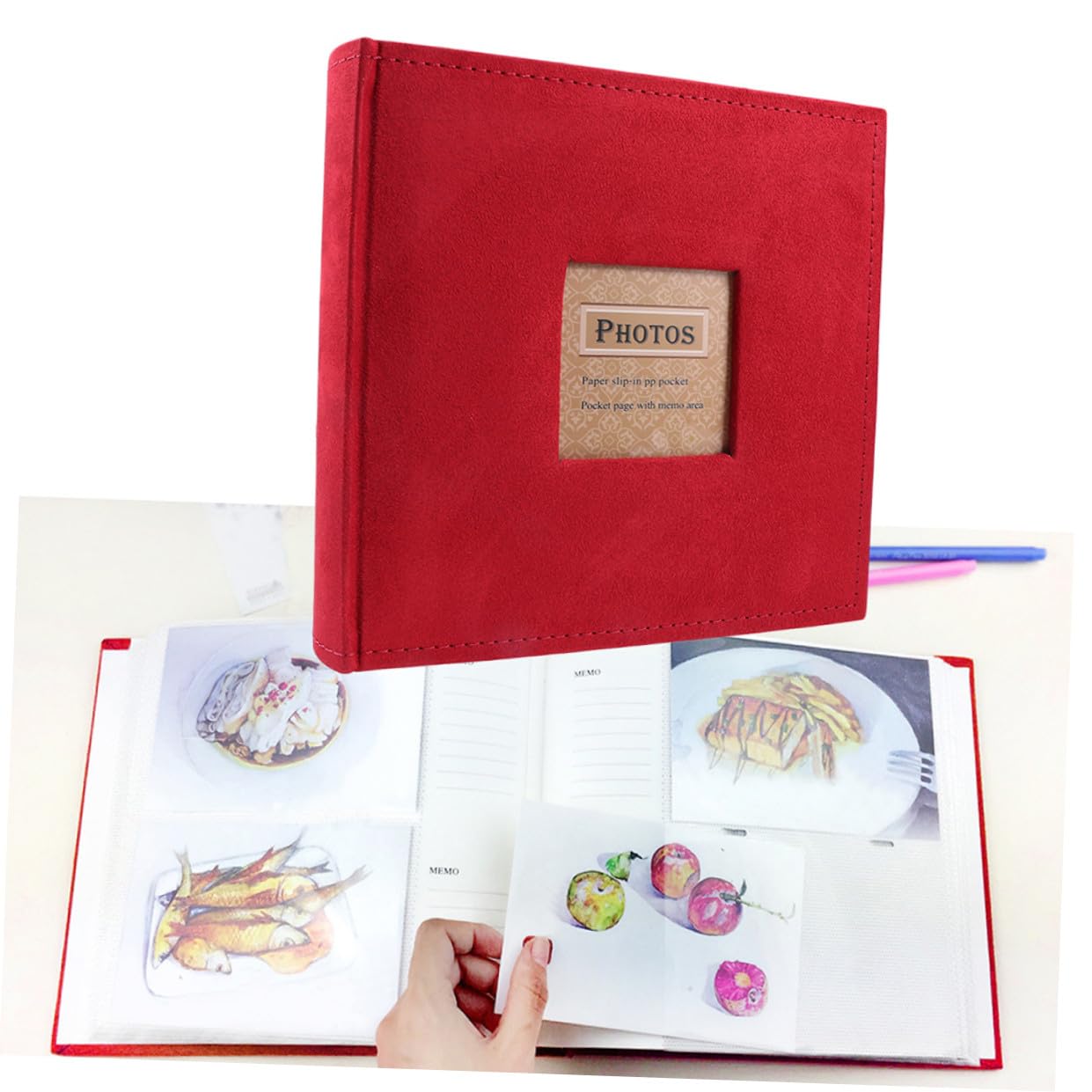 PRETYZOOM 1pieza Álbum De Fotos Infantil Diy De Álbum De Almacenamiento Para Fotos De Niño Niña Color Rojo Para Recuerdos Familiares y Anuario Escolar