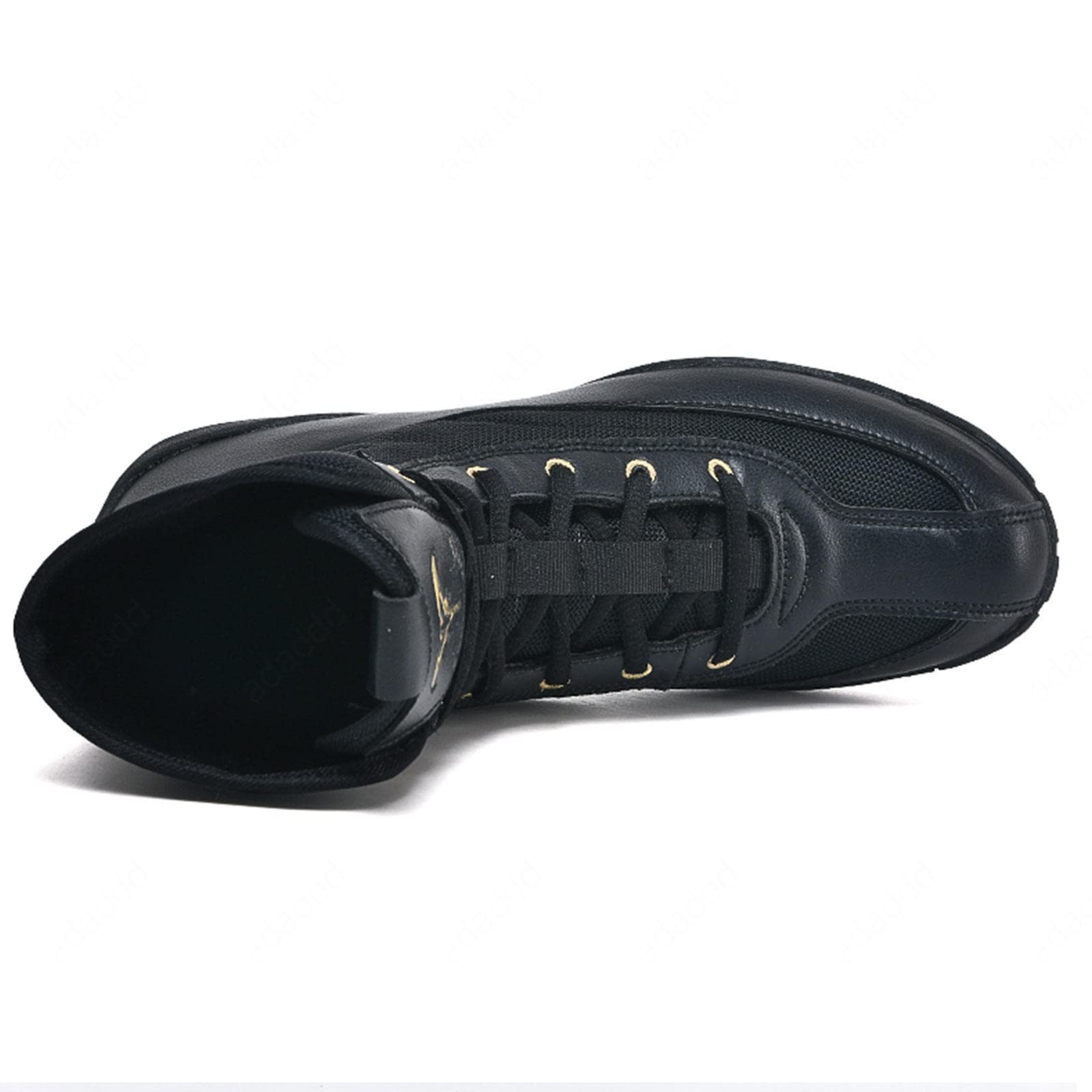Męskie obuwie bokserskie, trampki, wysokie buty bokserskie, męskie buty bokserskie, gumowa podeszwa, buty do walki, buty treningowe dla mężczyzn, czarne, rozmiar 39