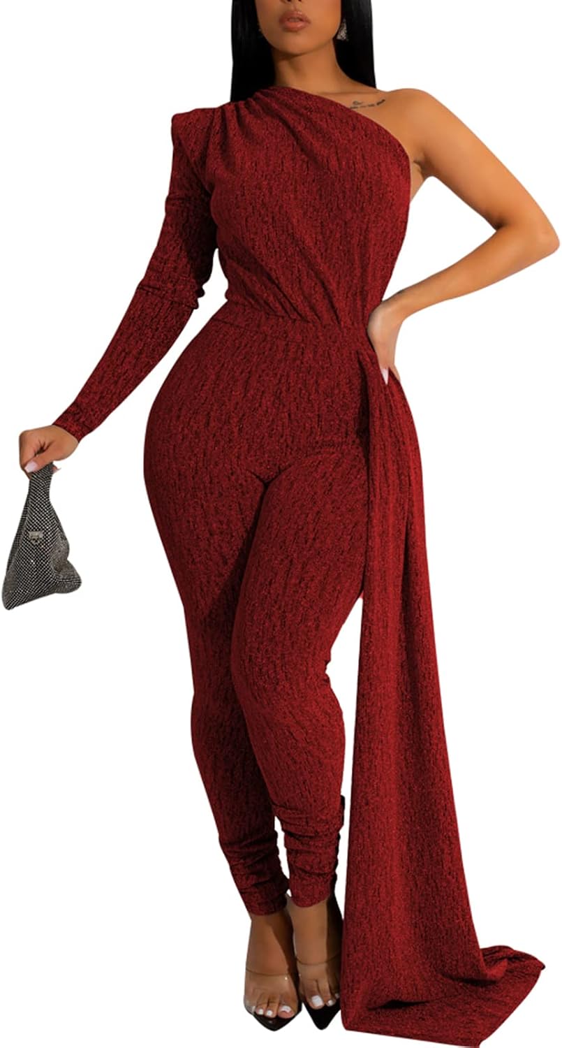 ZonJie Sexy Sequin Jumpsuits for Women Elegant Sparkly Pants Bodycon Long Sleeve Party Rompers