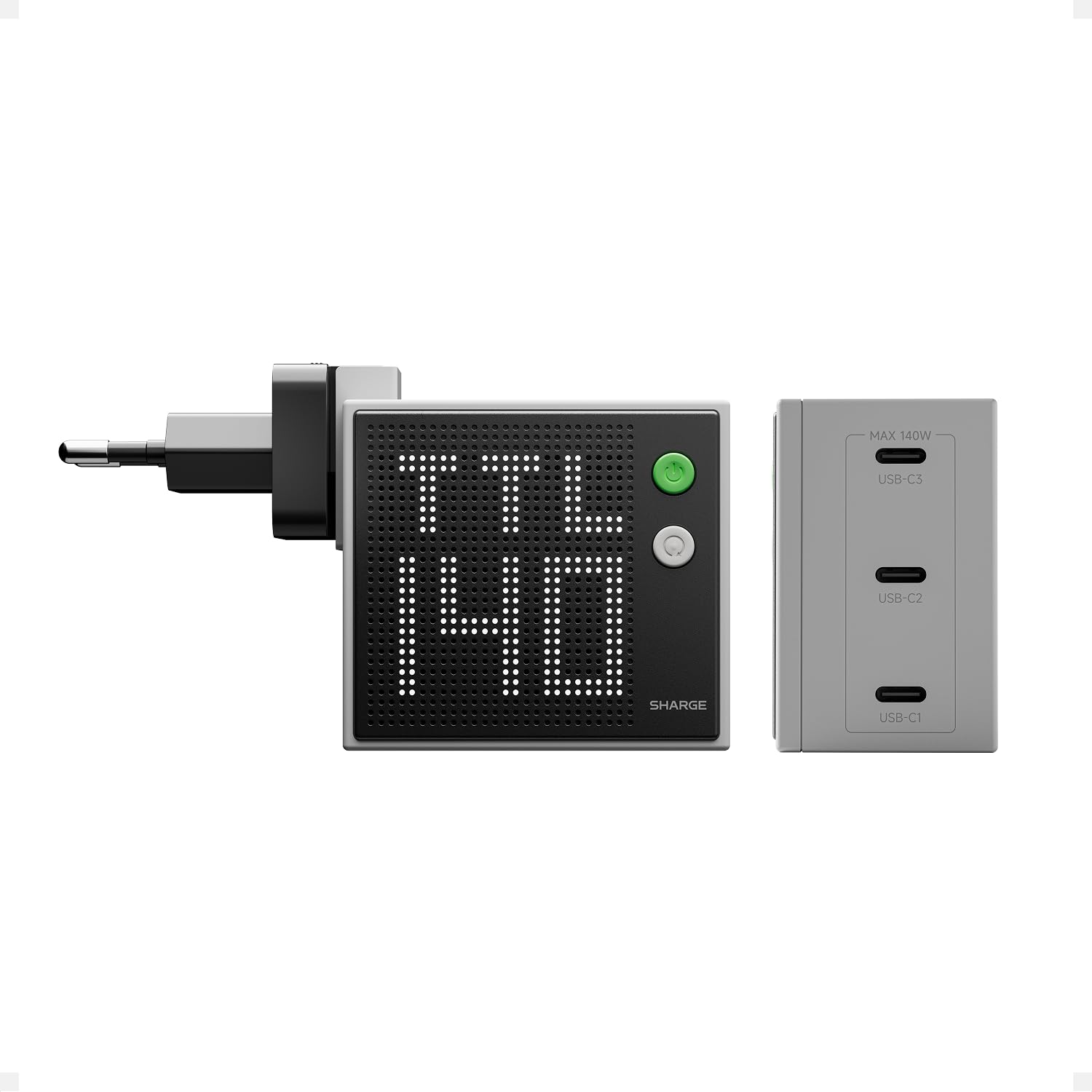 SHARGE Pixel 140W Gray Ładowarka Sieciowa USB-C PD 3.1 3x Port GaN LED