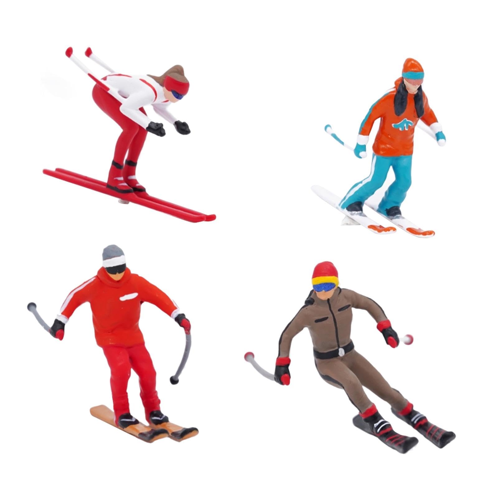 4X 1:64 Sciatore Figurina Tiny People Modello Miniatura Sciatore Modello