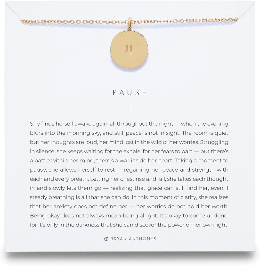 Bryan AnthonysPause Necklace, 14K Gold Necklace for Women, Pendant, Adjustable Length