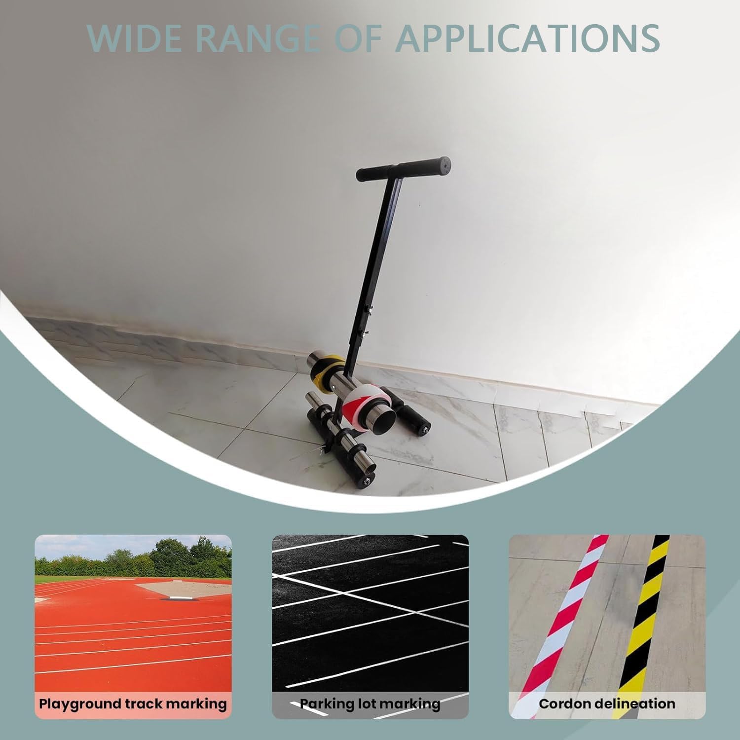 Tape Sticking Machine, Tape Marking Machine with Drawing Circle Kit, Basketball Court Marking Kit, Tape Applicator for School Repairing