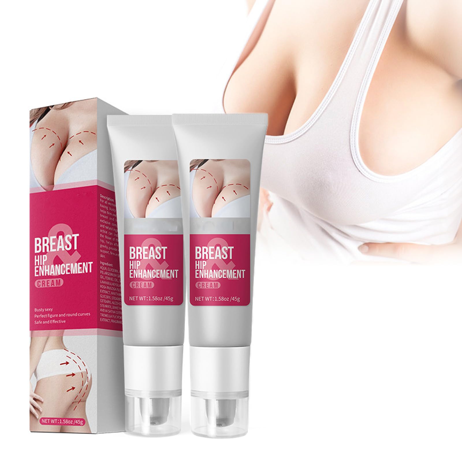 2 unidades de crema para el aumento de senos, crema de pecho para pechos más grandes, crema de levantamiento de senos para un crecimiento rápido en senos caídos, natural, fortalece la elasticidad y la