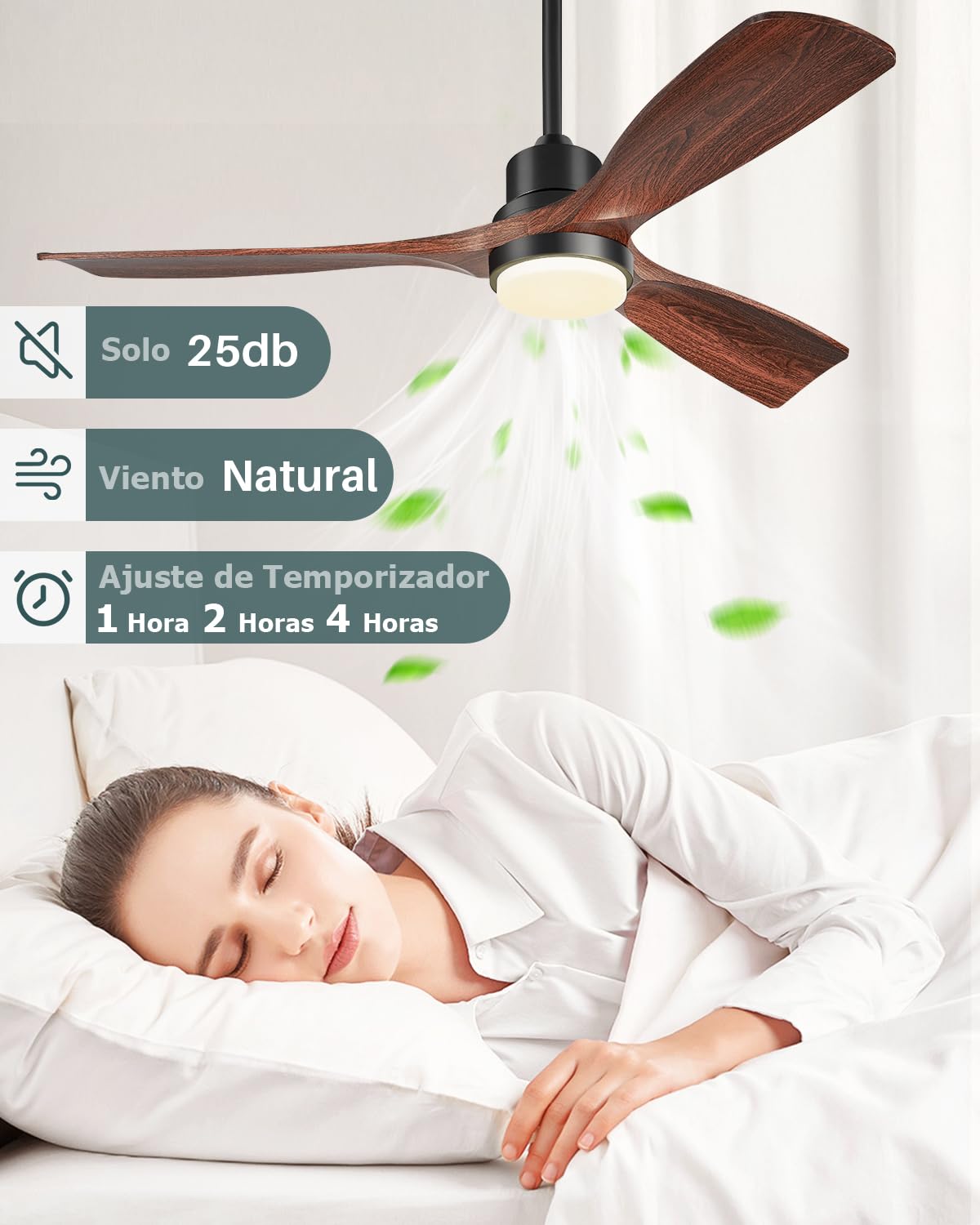 Ventilateur de plafond avec lumière et commande moteur CC silencieux 3