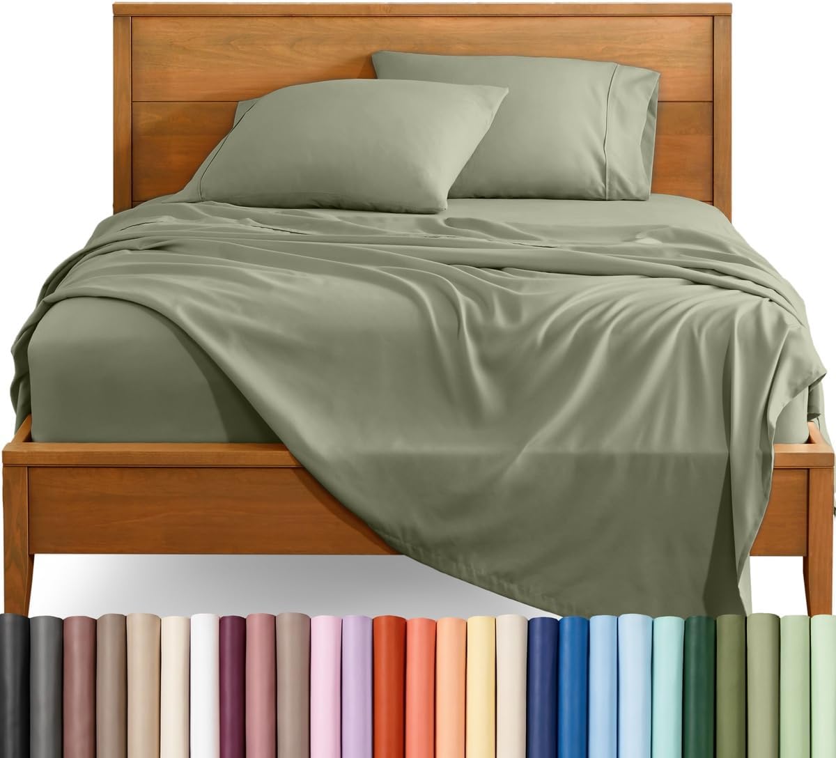 Bare Home Queen Sheet Set - 1800 Ultra-Soft (Queen, Sage) | Deep Pockets 6 to 15 Inches, Breathable, Hypoallergenic, Hotel Luxury, Easy Fit, Soft, All-Season