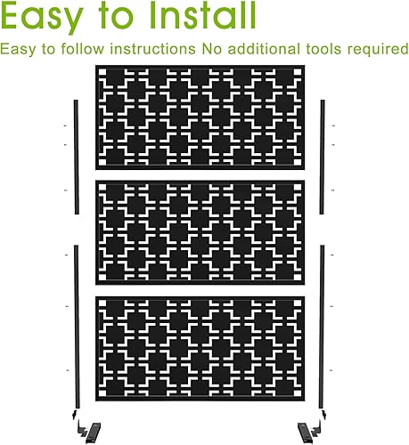 Miniatura 7 de Elevens Pantalla de privacidad de metal para patio al aire libre, paneles decorativos independientes con soporte para terraza, patio, balcón,