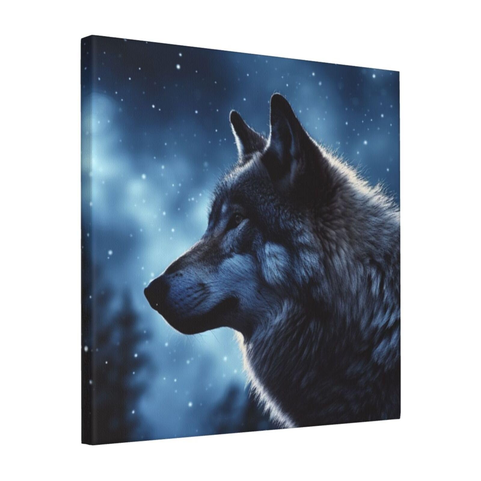 FodPand lonely wolf Canvas Wall Art for Living Room Wall Decor 16"x16" Modern Artwork Painting Pictures Hanging Canvas Prints Aesthetic Wall Art for Bedroom Bathroom Office Wallart Decor
