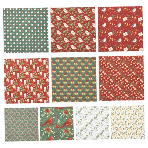 Veemoon 10 Blatt Weihnachts Patchwork Baumwollstoff Quadrate