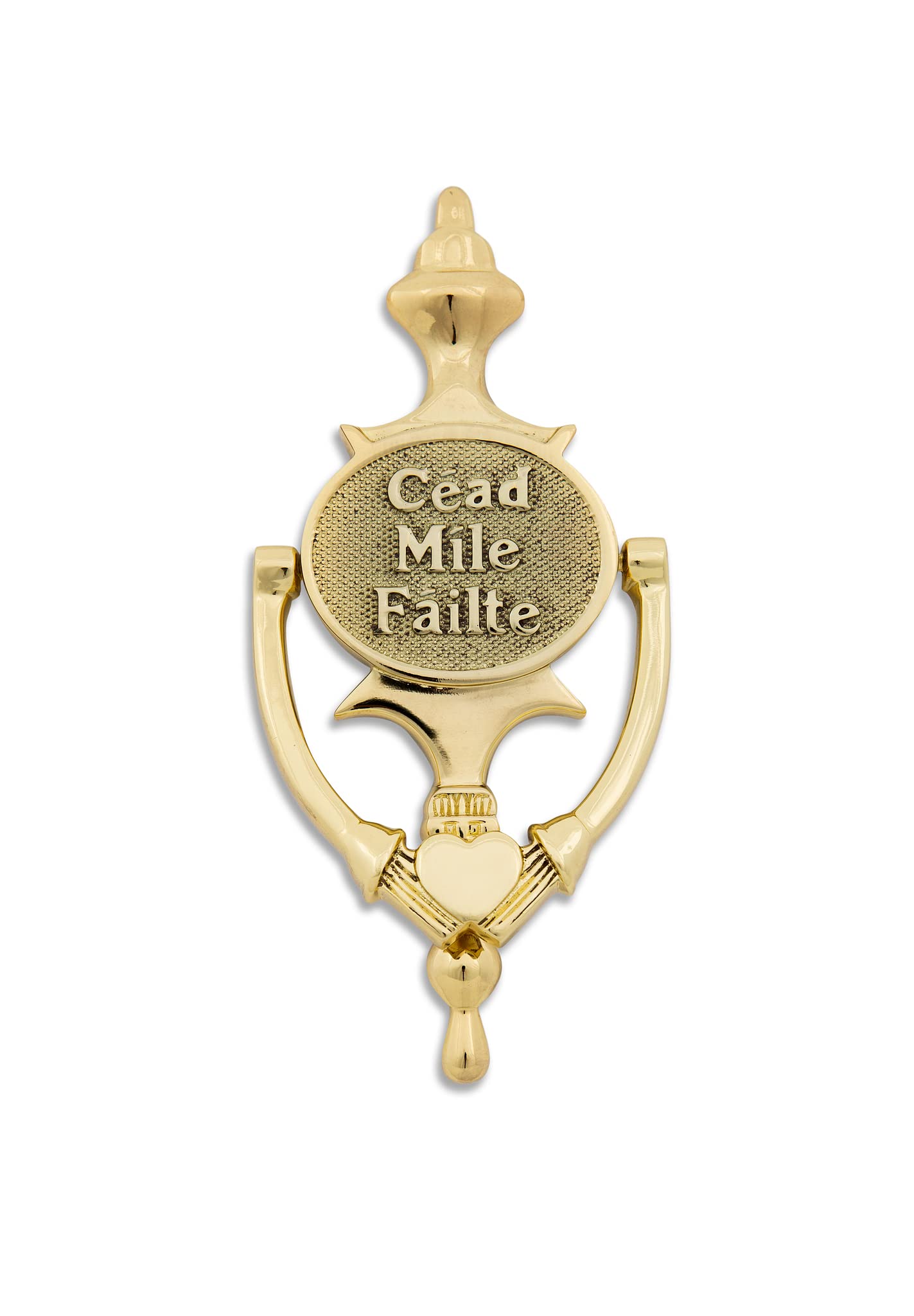Exclusively Irish Brass Door Knocker For Front Door 8" -Cead Mile Failte