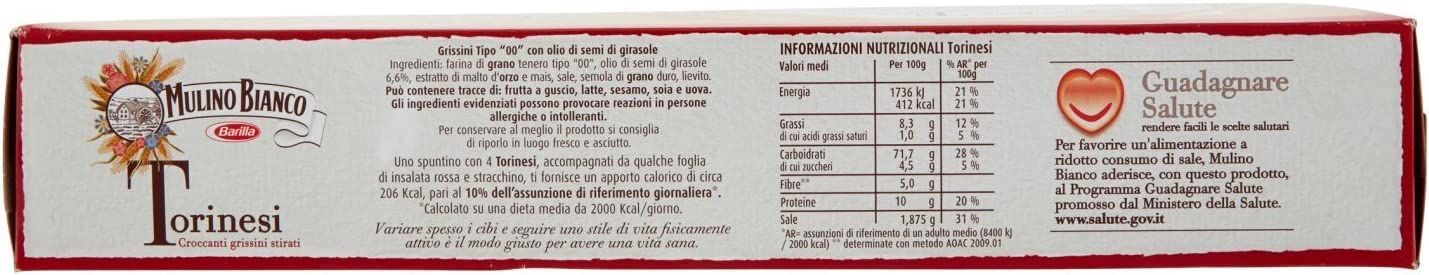 3x Grissini Torinesi dünnn Mulino Bianco Barilla 280g aus italien