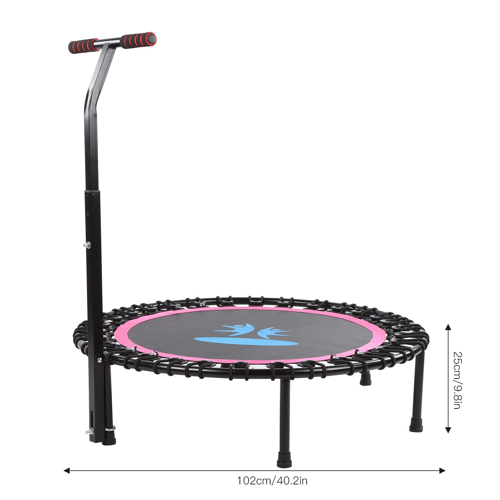 Trampolina fitness dla dorosłych, regulowane uchwyty piankowe, 30 linek bungee, wytrzymała stal, antypoślizgowe gumowe podkładki do domu, siłowni, ćwiczeń, jogi, gimnastyki, maksymalne obciążenie