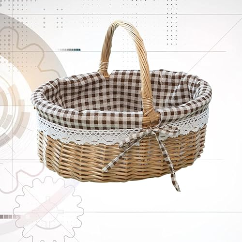 Miniatura 8 de Cesta de flores de boda al aire libre Cesta de Pascua tejida a mano natural Cesta de estante Cesta de estante para mujer Bolsos con asa superior