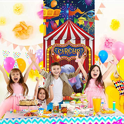 3X6Ft Red Circus Carnival Banner Backdrop Carousel Tent Elephant Clown Door Cover Decor Child Boy 1St 2St Birthday Party Banner Baby Shower Photo Booth Indoor Outside Supplies #TOP1