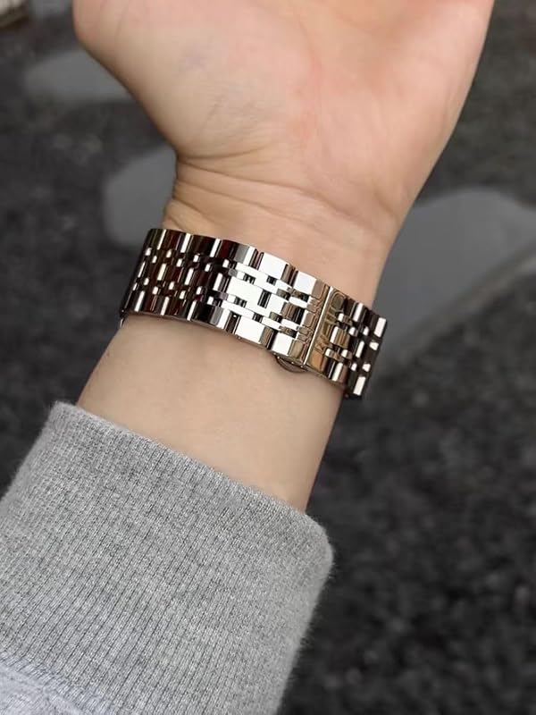 Mtozon Stainless Steel Bands Compatible with Samsung Galaxy Watch Ultra 47mm(2045/2024), No Gap Metal Replacement Classic Wristbands for Men, Silver by Mtozon - Used condition - Image 4