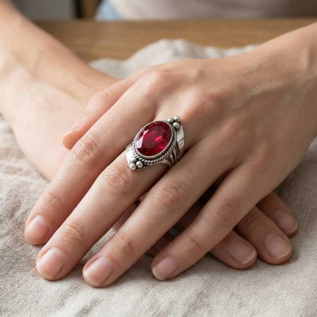 Handmade 925 Sterling Silver Plated Ring Natural Gemstone Carnelian, Rose Quartz, Tiger Eye, Crystal Oval Boho Jewelry For Women