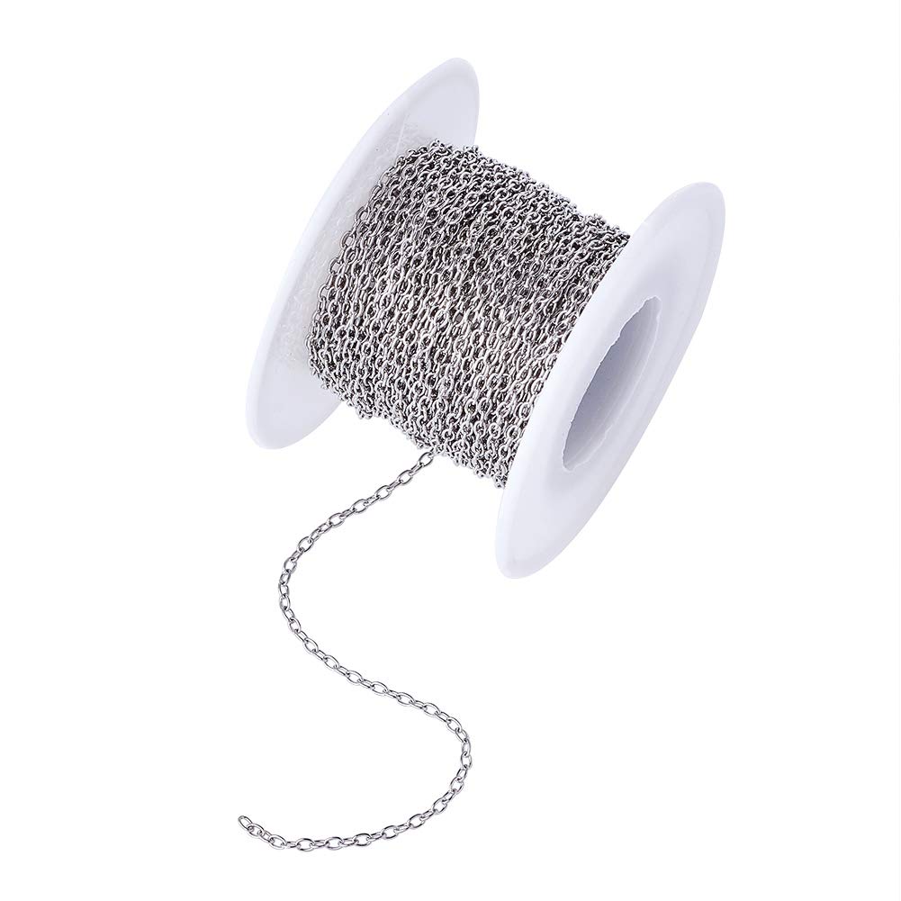 Bobine Chaîne Ovale Texturée Acier Inoxydable Noire 4m - 3x2x0.6mm Pour Bijoux