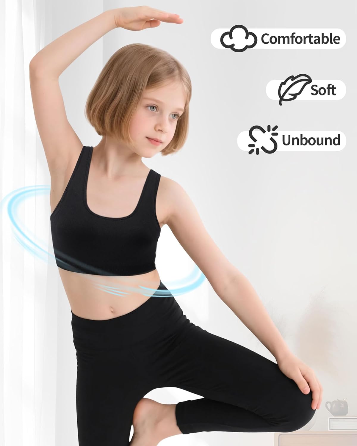 iMucci Sports Bra for Girls U-Shaped Training Bra with Removable Pads Scoop Neck for Teens Kids Yoga Sports Dance Bra - Image 5