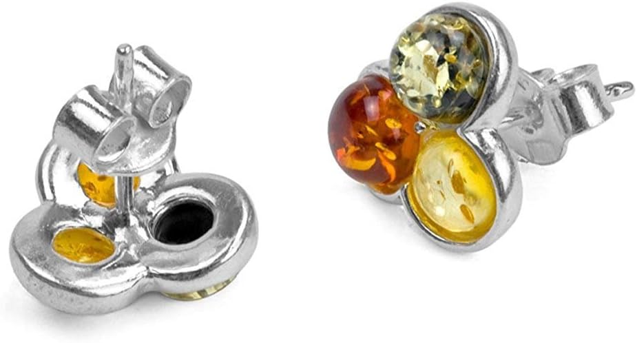 Ian and Valeri Co. Multicolor Amber Sterling Silver Fashion Charming Stud Earrings