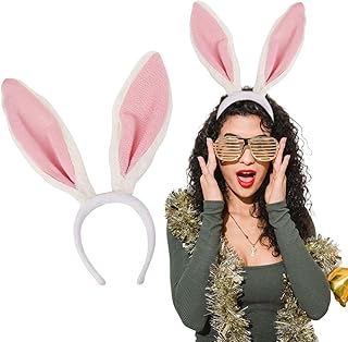 Aularso Bunny Ears Headband Pink Rabbit Ears Headdress Christmas Party Princess Cosplay Costume Decorationes Hair Accessories for Women and Girls (Pink-1)