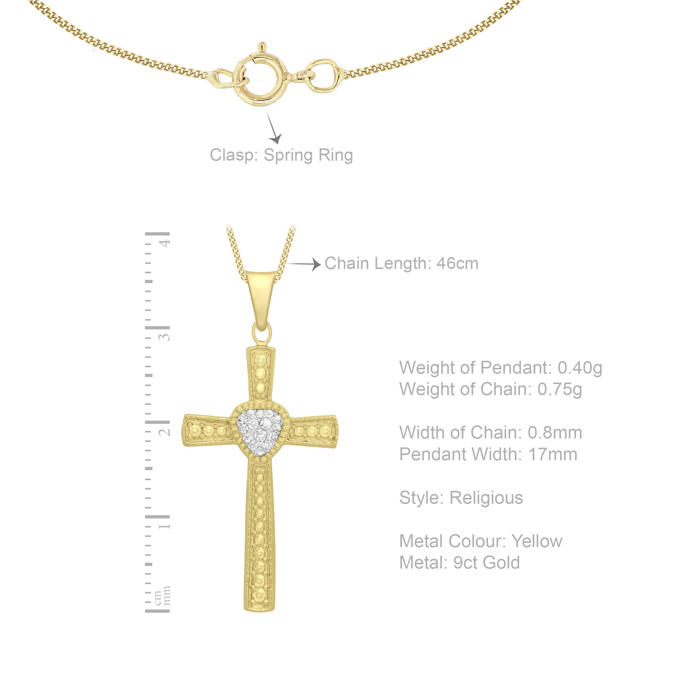 Carissima Collar de mujer con oro amarillo de 9 quilates (375/1000), cristal, 46 cm