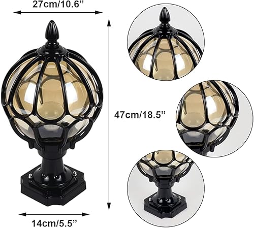 Luz de coluna externa para casa de fazenda preta, poste externo vintage de meados do século, moderno